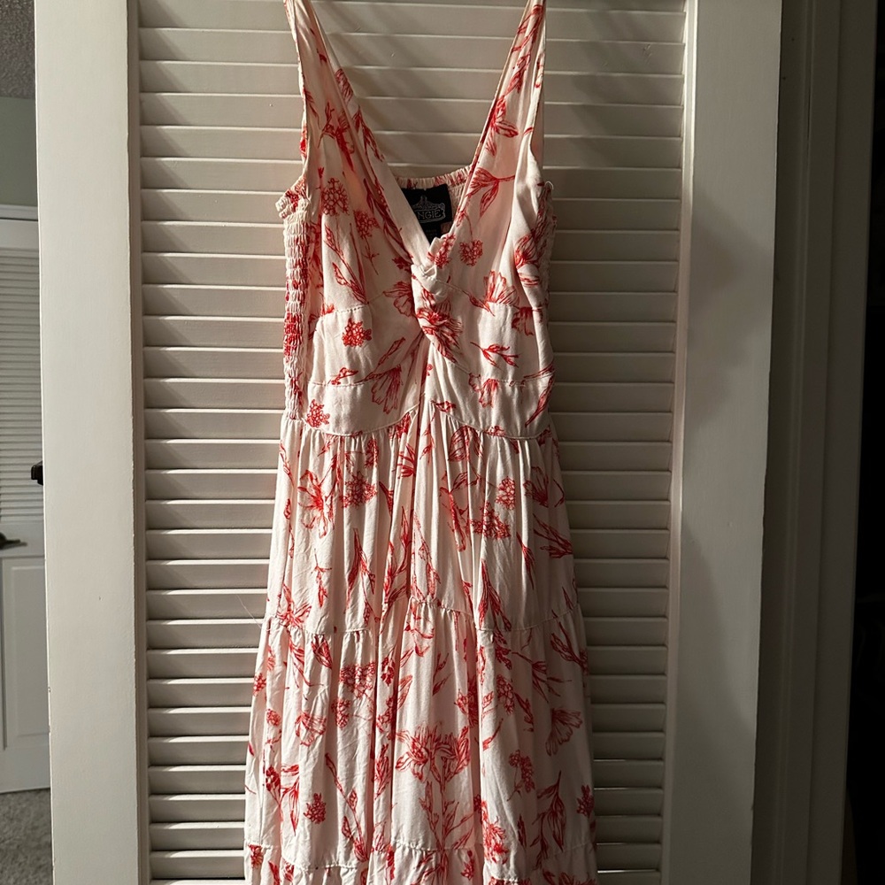 Angie Red and White Floral Maxi Dress
